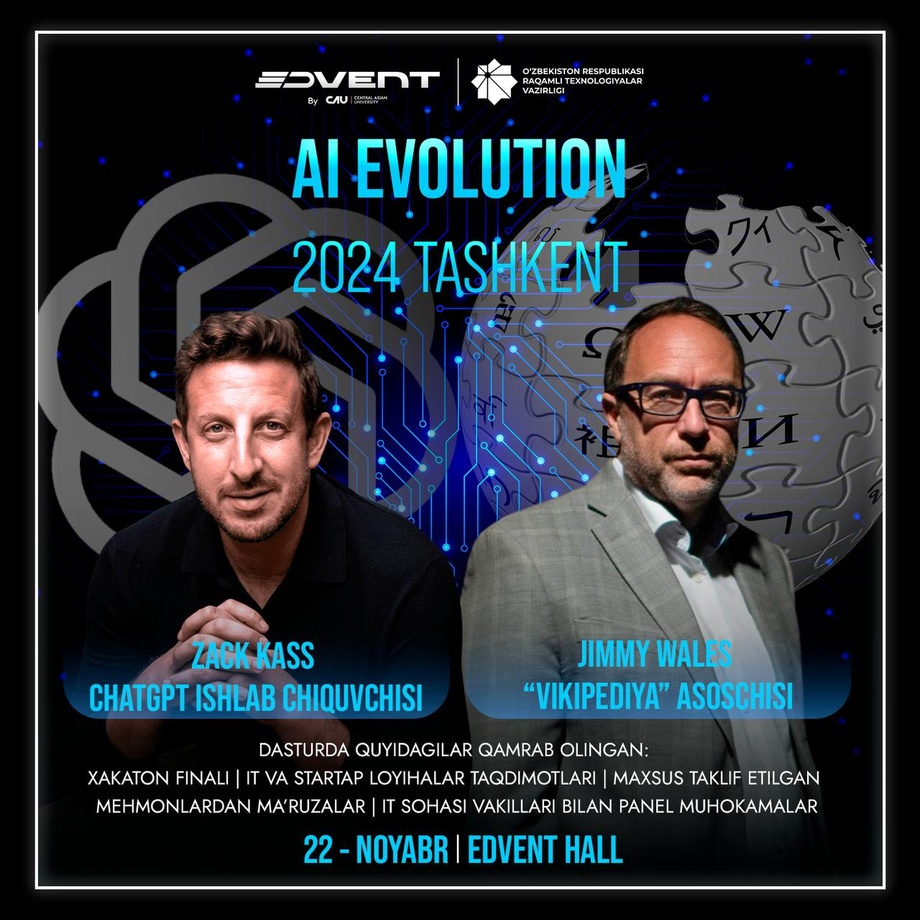 AI EVOLUTION 2024 – Тошкентдаги энг йирик АйТи-конференцияни ўтказиб юборманг!