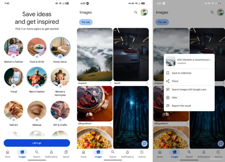 Google готовит визуальную ленту в стиле Pinterest