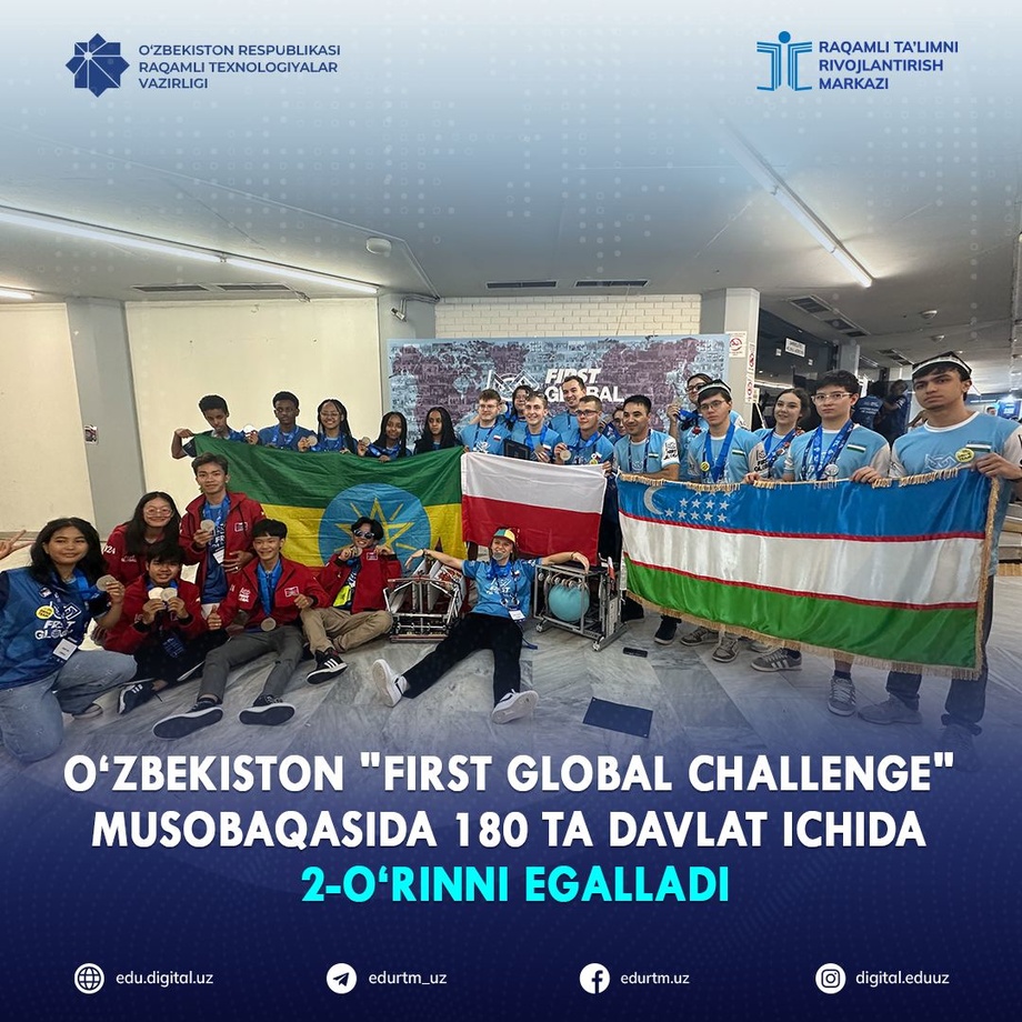 O‘zbekistonlik yoshlar jamoasi “First Global Challenge” musobaqasida kumush medali sovrindori bo‘lishdi